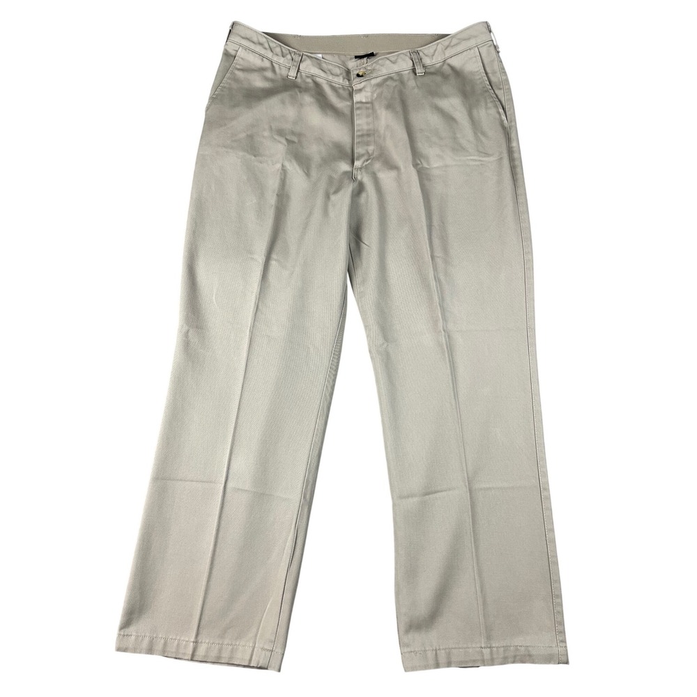 Wrangler Riata Mens Khaki Pleated Chino Pants 39x29.5* Cotton Relaxed Fit EUC